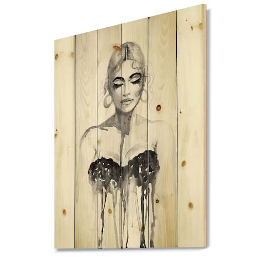 Designart - Monochrome Portrait of Woman Wearing Evening Dress